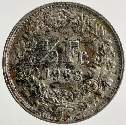 1968 Switzerland Swiss 1/2 Half Franc Silver Coin | Fine Collectable Grade