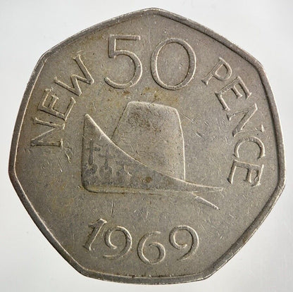 1969 Guernsey 50p Fifty-Pence Coin | Fine Collectable Grade