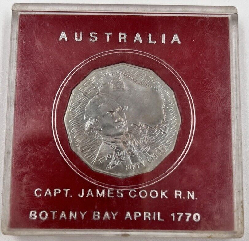 1970 Australia Captain James Cook Commemorative 50 Cent Coin | UNC Cased a90332