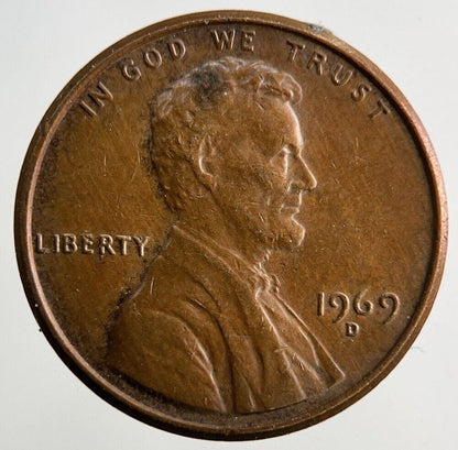 1969-D US USA Lincoln One Cent Coin | Fine Collectable Grade