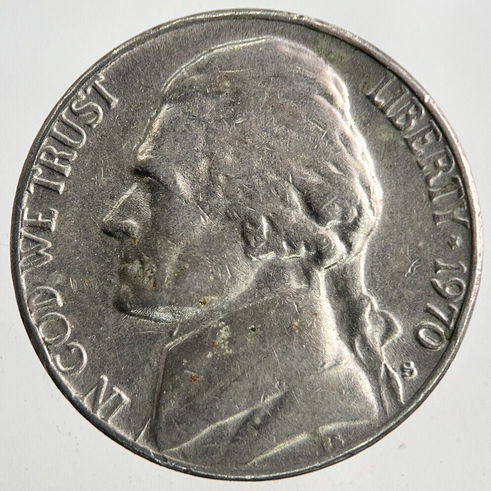 1970 US USA Jefferson Nickel 5 Cents Coin | Fine Collectable Grade