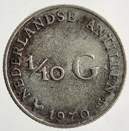 1970 Netherlands 1/10 Gulden Silver Coin | Fine Collectable Grade