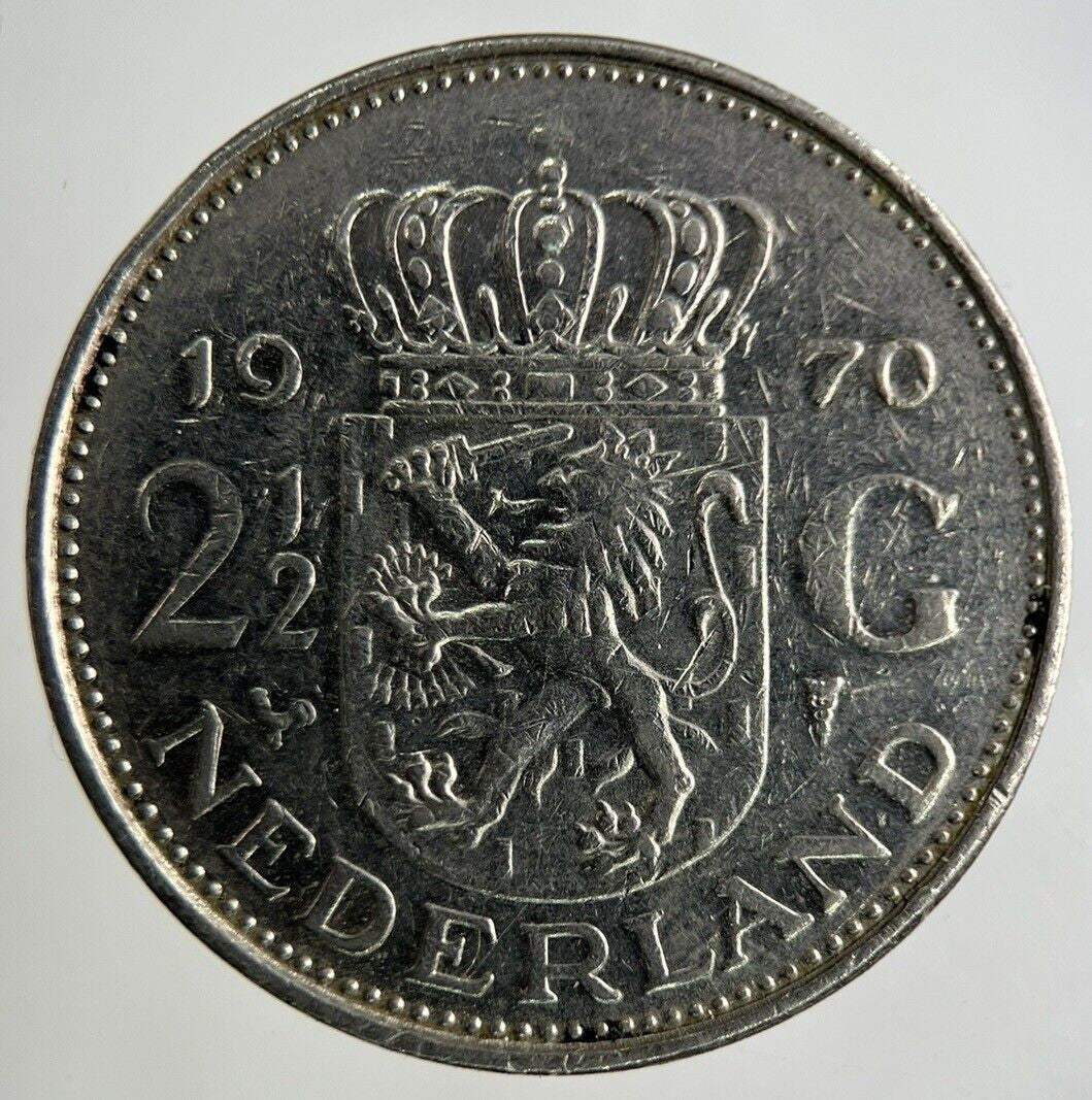 1970 Netherlands 2 1/2 Gulden Coin | Fine Collectable Grade