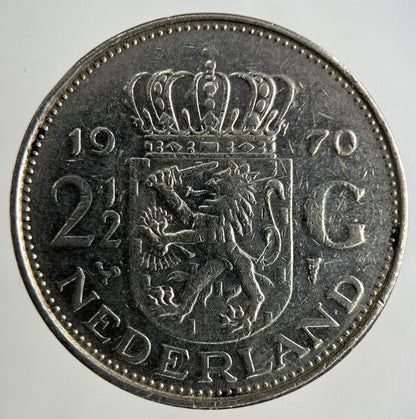 1970 Netherlands 2 1/2 Gulden Coin | Fine Collectable Grade