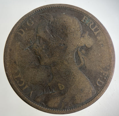 1891 Victoria One Penny Coin | Fair Grade