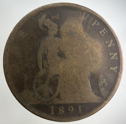1891 Victoria One Penny Coin | Fair Grade