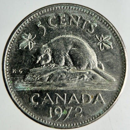 1972 Canada 5 Cents Coin | Fine Collectable Grade