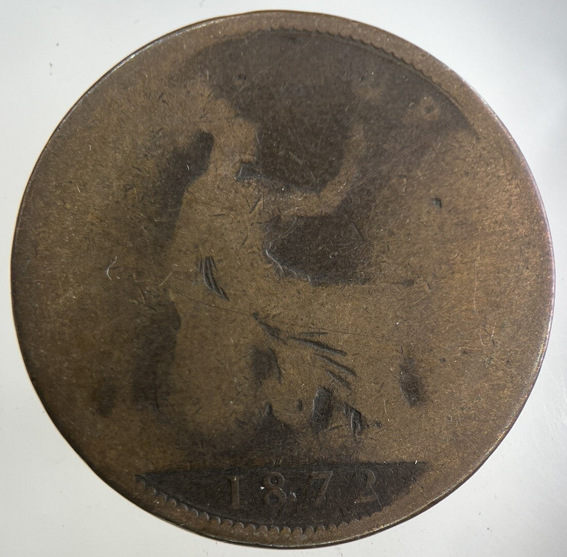 1872 Victoria One Penny Coin | Fair Grade