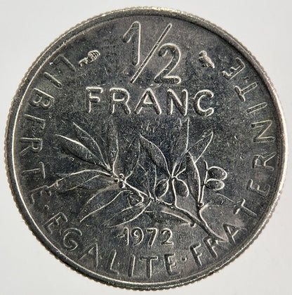 1972 France 1/2 Half Franc Coin | Fine Collectable Grade