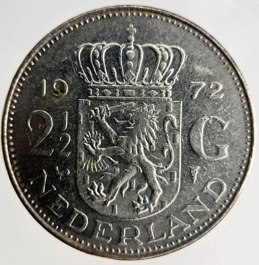 1972 Netherlands 2 1/2 Gulden Coin | Fine Collectable Grade