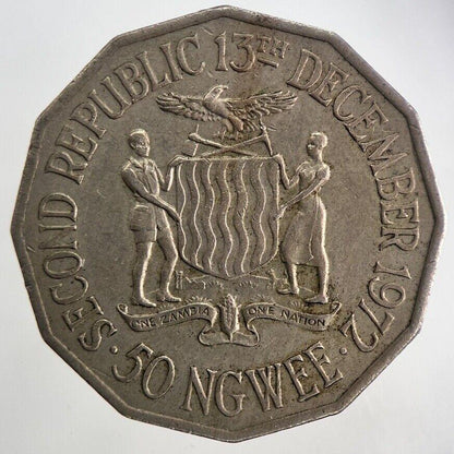 1972 Zambia Africa 50 Ngwee Coin | Fine Collectable Grade