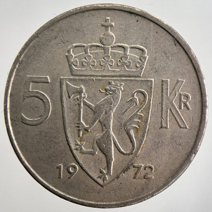 1972 Norway 5 Kroner Coin | Collectable Grade | a7016