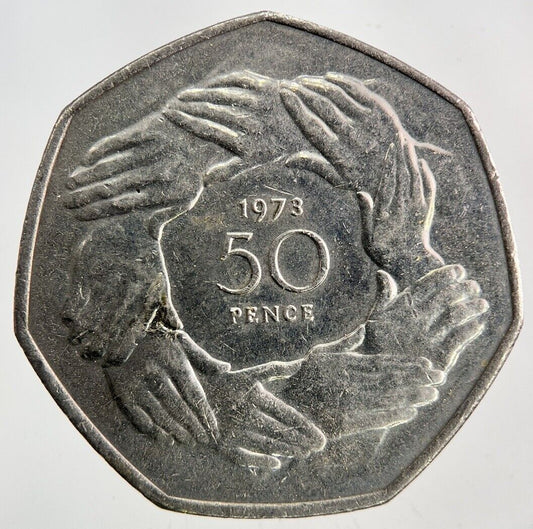 1973 Elizabeth II 2nd Hands 50p Fifty-Pence Coin | Very High Grade
