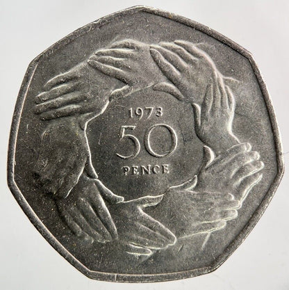 1973 Elizabeth II 2nd Hands 50p Fifty-Pence Coin | Very High Grade