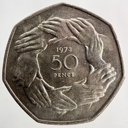1973 Elizabeth II 2nd Hands 50p Fifty-Pence Coin | Very High Grade