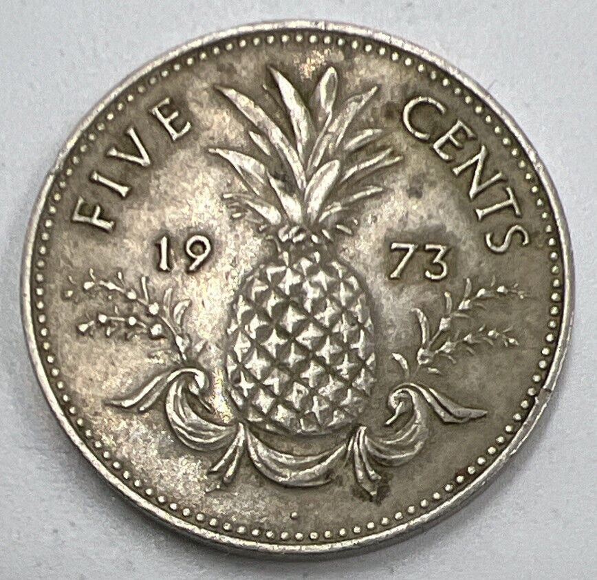 1973 Bahamas Five 5 Cents Pineapple Coin | Fine Collectable Grade | a1311