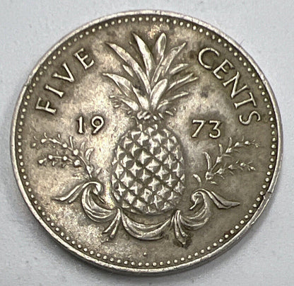 1973 Bahamas Five 5 Cents Pineapple Coin | Fine Collectable Grade | a1311
