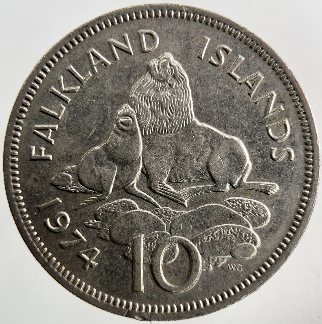1974 Falkland Islands 10p Ten-Pence Coin | Fine Collectable Grade