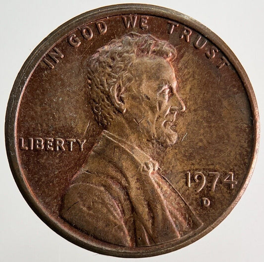 1974-D US USA Lincoln One Cent Coin | Very High Grade | a9918