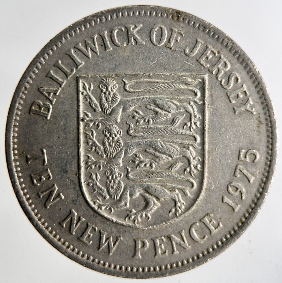 1975 Bailiwick Of Jersey 10p Ten 10 Pence Coin | Fine Collectable Grade
