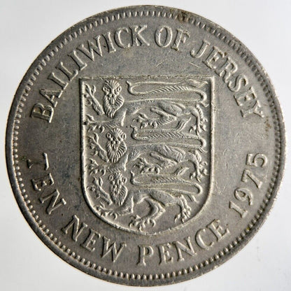 1975 Bailiwick Of Jersey 10p Ten 10 Pence Coin | Fine Collectable Grade