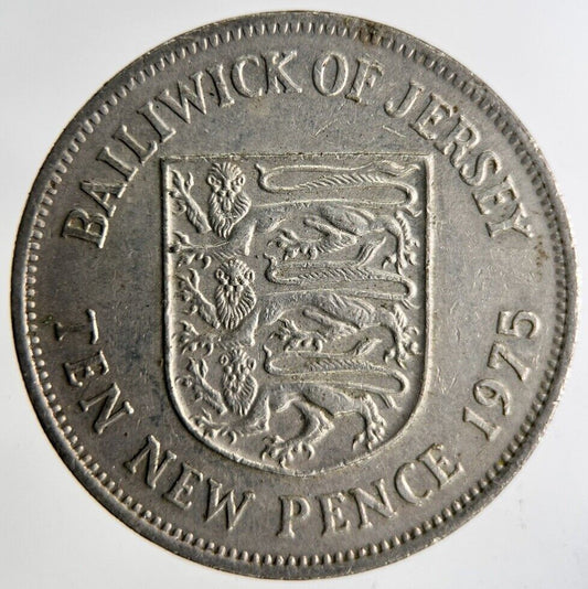 1975 Bailiwick Of Jersey 10p Ten 10 Pence Coin | Fine Collectable Grade