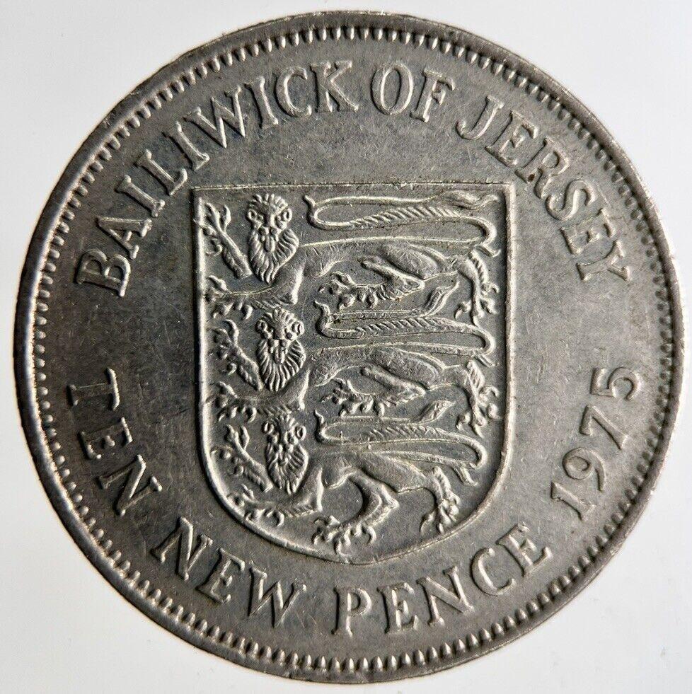 1975 Bailiwick Of Jersey 10p Ten 10 Pence Coin | Fine Collectable Grade