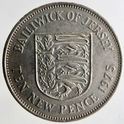 1975 Bailiwick Of Jersey 10p Ten 10 Pence Coin | Fine Collectable Grade