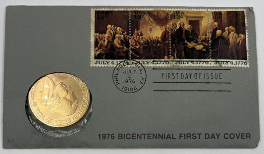 1976 Thomas Jefferson Bicentennial First Day Commemorative Medal Coin | a90349