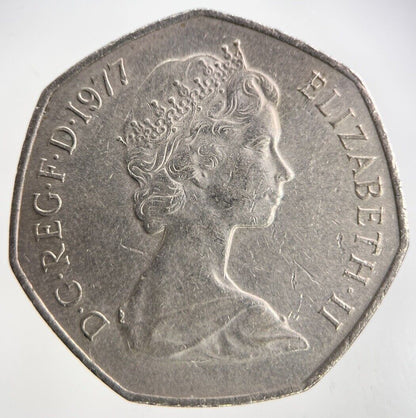 1977 Elizabeth II 2nd 50p Fifty-Pence Coin | Fine Collectable Grade