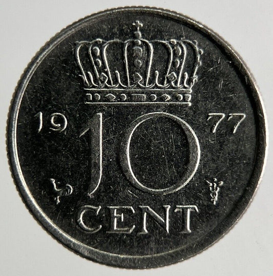 1977 Netherlands 10 Cents Silver Coin | Fine Collectable Grade
