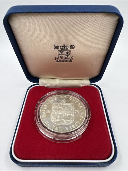 1978 Bailiwick Of Guernsey Royal Visit Proof 1oz Sterling Silver Coin
