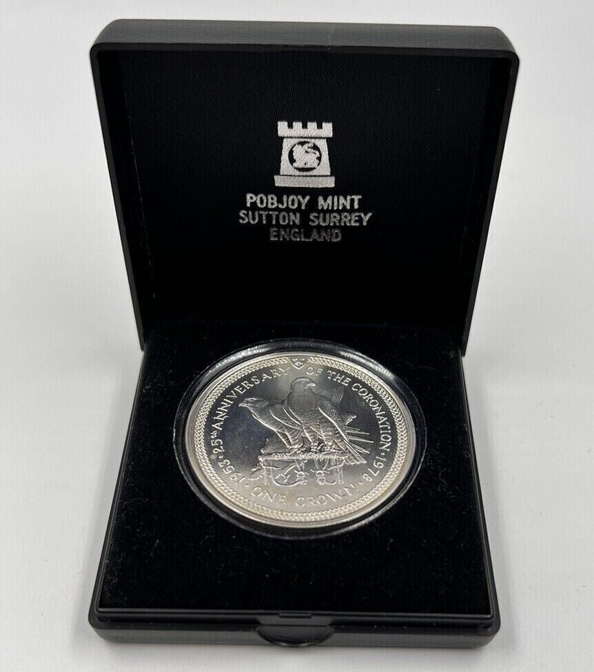 1978 Isle Of Man Crown Anniversary Coronation Silver Coin | a90346