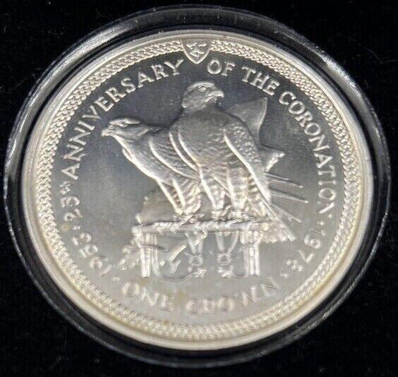1978 Isle Of Man Crown Anniversary Coronation Silver Coin | a90346