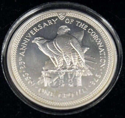 1978 Isle Of Man Crown Anniversary Coronation Silver Coin | a90346