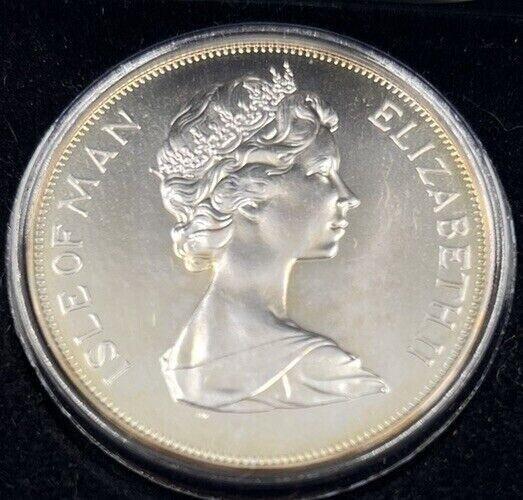 1978 Isle Of Man Crown Anniversary Coronation Silver Coin | a90346