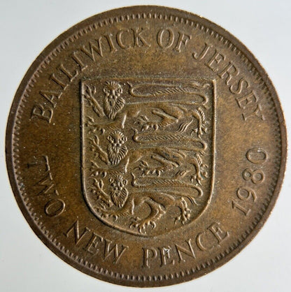 1980 Bailiwick Of Jersey 2p Two 2 Pence Coin | Fine Collectable Grade