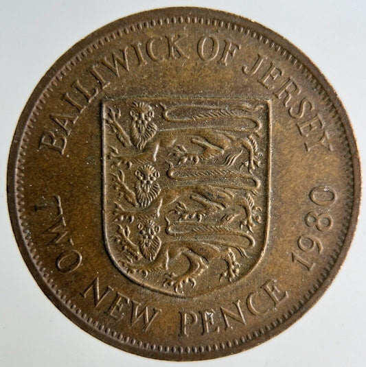 1980 Bailiwick Of Jersey 2p Two 2 Pence Coin | Fine Collectable Grade