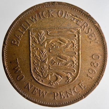 1980 Bailiwick Of Jersey 2p Two 2 Pence Coin | Fine Collectable Grade
