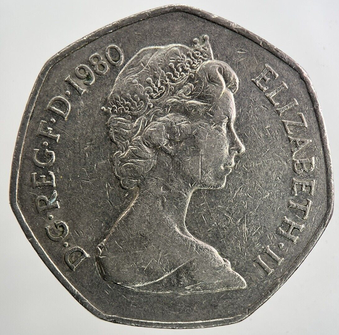 1980 Elizabeth II 2nd 50p 50 Fifty-Pence Coin | Fine Collectable Grade