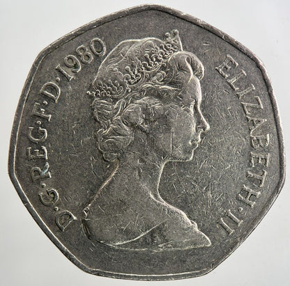 1980 Elizabeth II 2nd 50p 50 Fifty-Pence Coin | Fine Collectable Grade