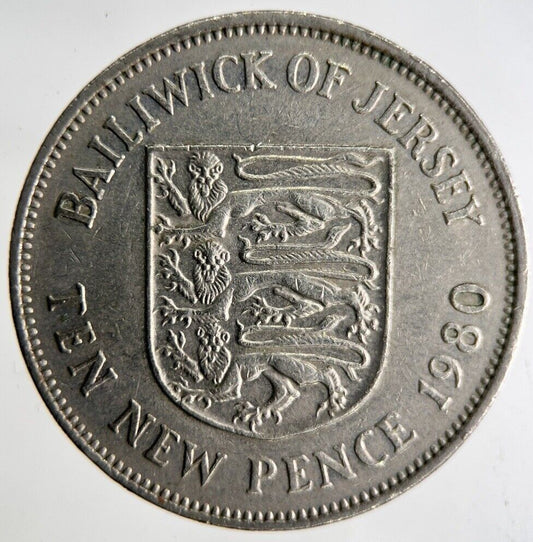 1980 Bailiwick Of Jersey 10p Ten 10 Pence Coin | Fine Collectable Grade