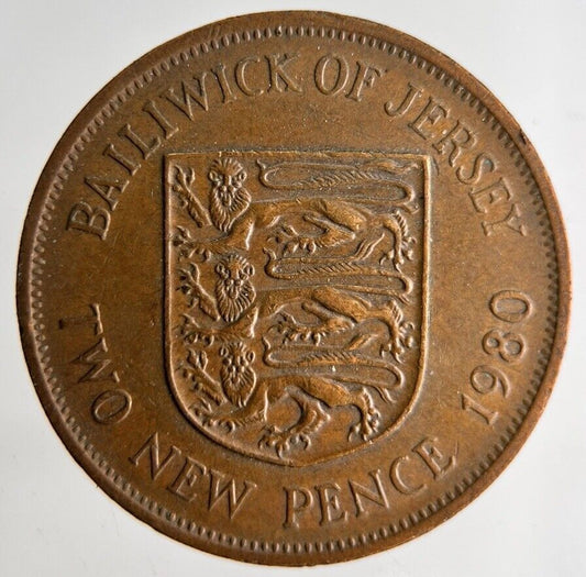 1980 Bailiwick Of Jersey 2p Two 2 Pence Coin | Fine Collectable Grade