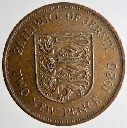 1980 Bailiwick Of Jersey 2p Two 2 Pence Coin | Fine Collectable Grade