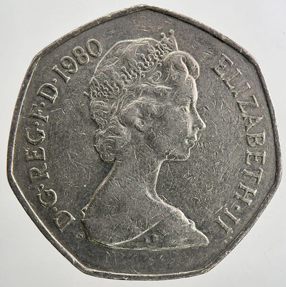 1980 Elizabeth II 2nd 50p 50 Fifty-Pence Coin | Fine Collectable Grade