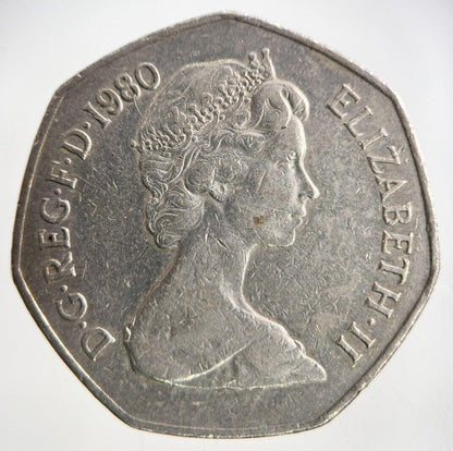 1980 Elizabeth II 2nd 50p Fifty-Pence Coin | Fine Collectable Grade