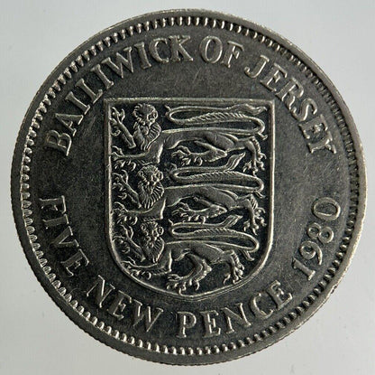 1980 Jersey 5p Five-Pence Coin | Fine Collectable Grade