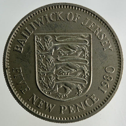1980 Jersey 5p Five-Pence Coin | Fine Collectable Grade