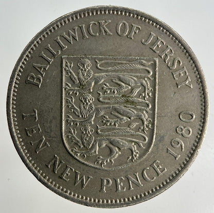 1980 Jersey 10p Ten-Pence Coin | Fine Collectable Grade