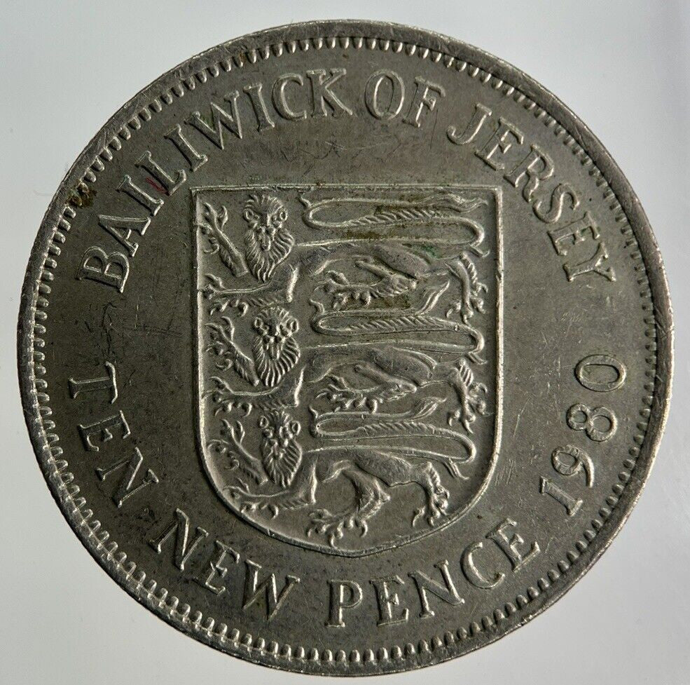 1980 Jersey 10p Ten-Pence Coin | Fine Collectable Grade